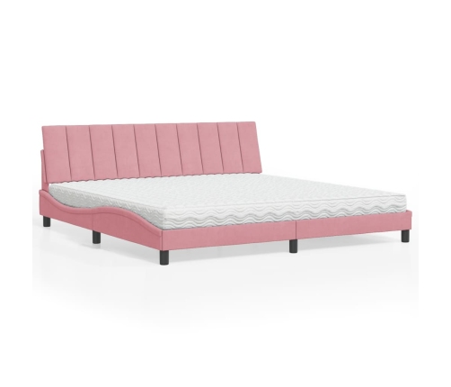 Cama con colchón terciopelo rosa 200x200 cm