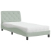 Cama con colchón terciopelo gris claro 90x190 cm