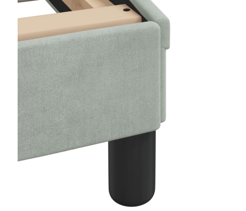 Cama con colchón terciopelo gris claro 90x190 cm