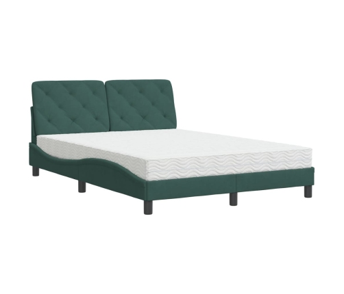 vidaXL Cama con colchón terciopelo verde oscuro 120x200 cm