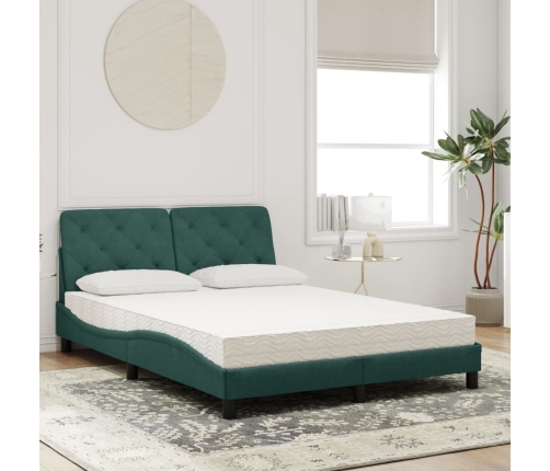 vidaXL Cama con colchón terciopelo verde oscuro 120x200 cm