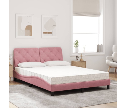 Cama con colchón terciopelo rosa 120x200 cm