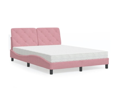 Cama con colchón terciopelo rosa 120x200 cm