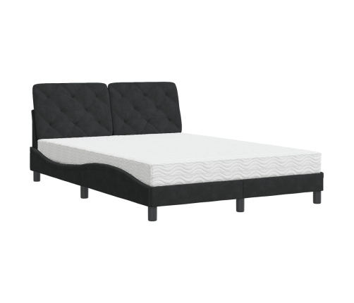 Cama con colchón terciopelo negro 140x190 cm