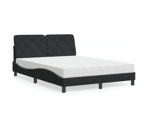 Cama con colchón terciopelo negro 140x190 cm