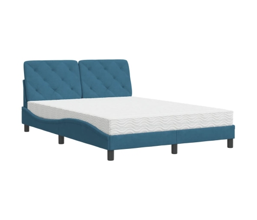 vidaXL Cama con colchón terciopelo azul 140x190 cm