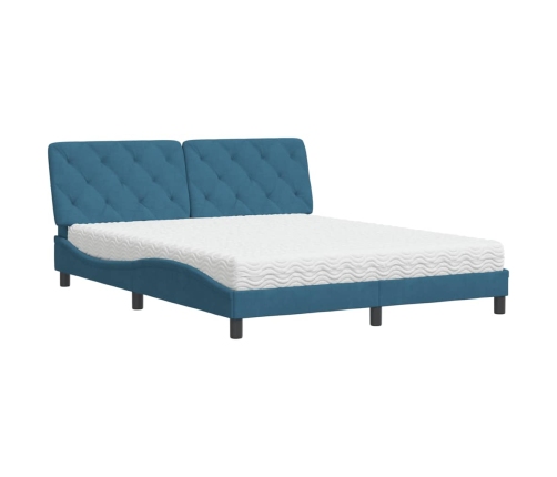 vidaXL Cama con colchón terciopelo azul 160x200 cm