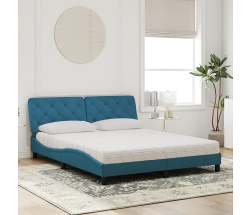 vidaXL Cama con colchón terciopelo azul 160x200 cm