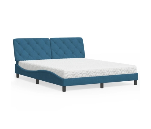 vidaXL Cama con colchón terciopelo azul 160x200 cm