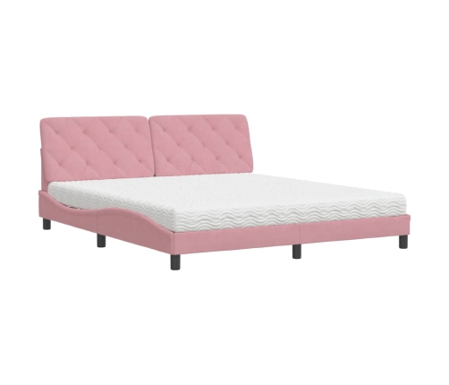 vidaXL Cama con colchón terciopelo rosa 180x200 cm