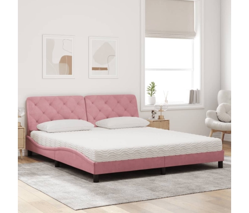 vidaXL Cama con colchón terciopelo rosa 180x200 cm