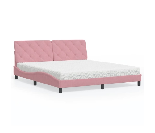 vidaXL Cama con colchón terciopelo rosa 180x200 cm