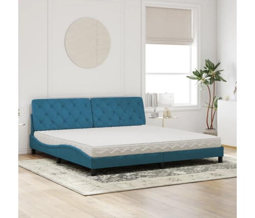 vidaXL Cama con colchón terciopelo azul oscuro 200x200 cm