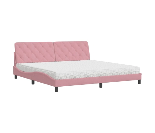 Cama con colchón terciopelo rosa 200x200 cm