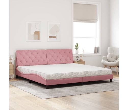 Cama con colchón terciopelo rosa 200x200 cm