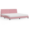 Cama con colchón terciopelo rosa 200x200 cm