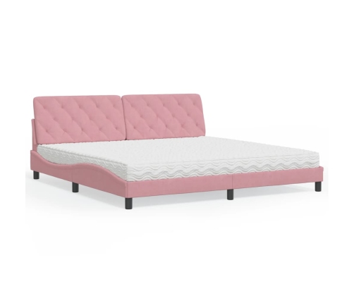 Cama con colchón terciopelo rosa 200x200 cm