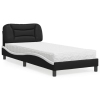 Cama con colchón cuero sintético negro y blanco 80x200 cm