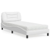 Cama con colchón cuero sintético blanco 90x190 cm