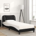 vidaXL Cama con colchón cuero sintético negro y blanco 90x190 cm