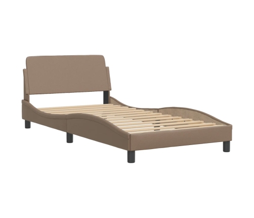 vidaXL Cama con colchón cuero sintético capuchino 100x200 cm