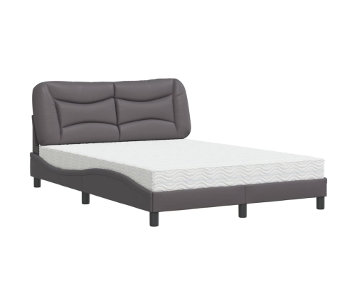 vidaXL Cama con colchón cuero sintético gris 120x200 cm