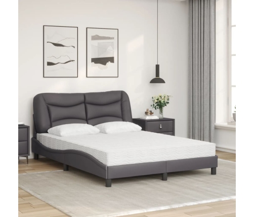 vidaXL Cama con colchón cuero sintético gris 120x200 cm