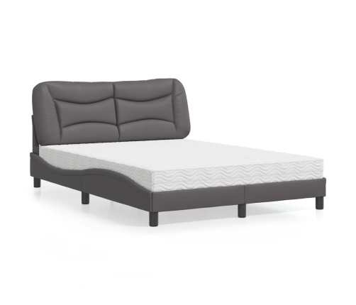 vidaXL Cama con colchón cuero sintético gris 120x200 cm