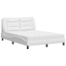 Cama con colchón cuero sintético blanco 140x190 cm