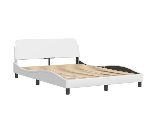Cama con colchón cuero sintético blanco 140x190 cm