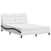Cama con colchón cuero sintético blanco y negro 140x200 cm