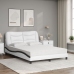 Cama con colchón cuero sintético blanco y negro 140x200 cm