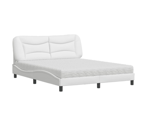 Cama con colchón cuero sintético blanco 160x200 cm