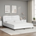 Cama con colchón cuero sintético blanco 160x200 cm