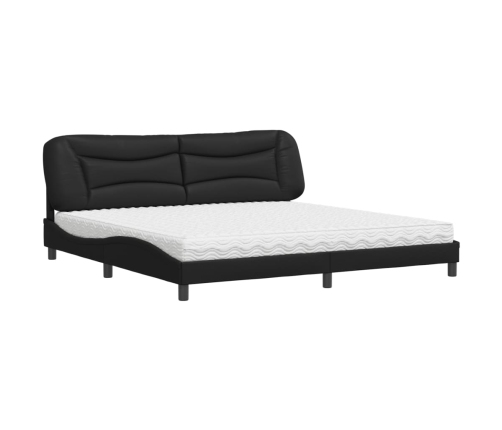 vidaXL Cama con colchón cuero sintético negro 200x200 cm