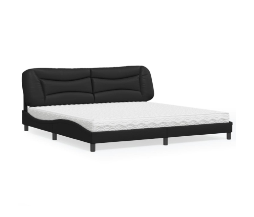 vidaXL Cama con colchón cuero sintético negro 200x200 cm