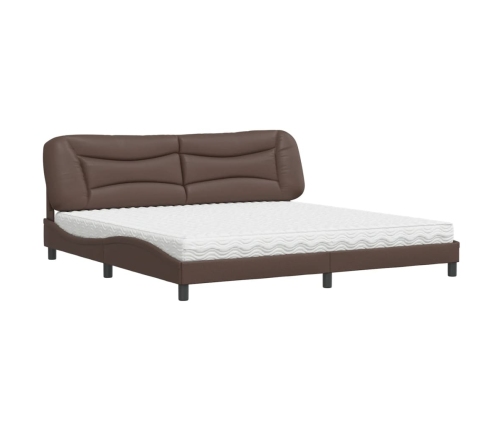 vidaXL Cama con colchón cuero sintético marrón 200x200 cm