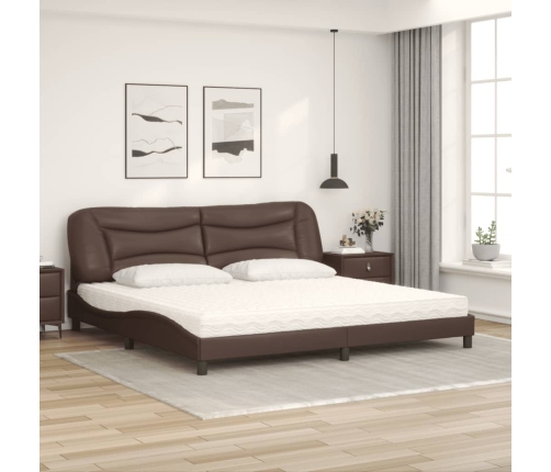 vidaXL Cama con colchón cuero sintético marrón 200x200 cm