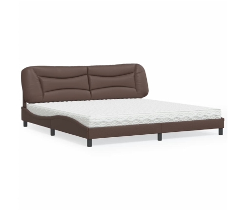 vidaXL Cama con colchón cuero sintético marrón 200x200 cm