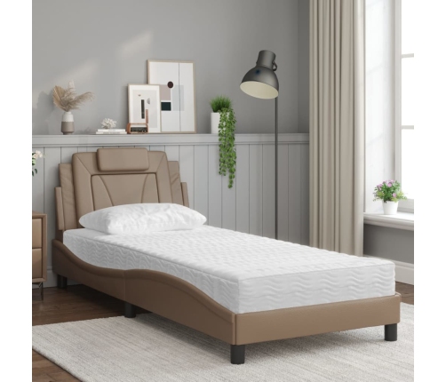 vidaXL Cama con colchón cuero sintético capuchino 80x200 cm