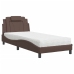 Cama con colchón cuero sintético marrón 90x200 cm