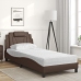 Cama con colchón cuero sintético marrón 90x200 cm