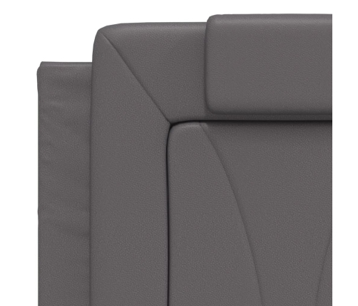 Cama con colchón cuero sintético gris 120x200 cm