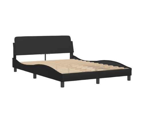 Cama con colchón cuero sintético negro 140x190 cm