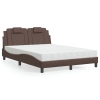 vidaXL Cama con colchón cuero sintético marrón 140x190 cm