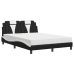 Cama con colchón cuero sintético negro y blanco 140x190 cm