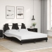 Cama con colchón cuero sintético negro y blanco 140x190 cm