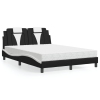 Cama con colchón cuero sintético negro y blanco 140x190 cm