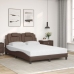 Cama con colchón cuero sintético marrón 140x200 cm