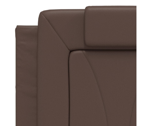 Cama con colchón cuero sintético marrón 140x200 cm
